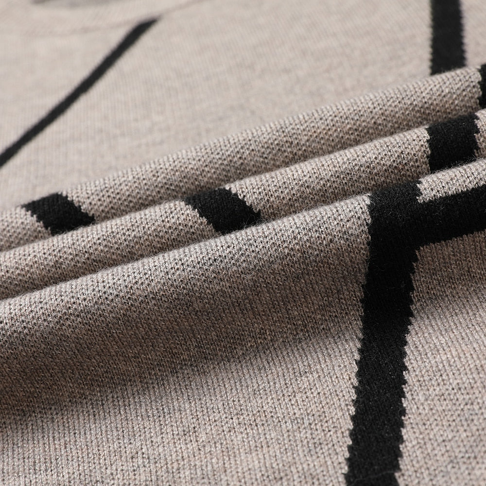 Knit High End Designer Winter Wool Pullover Black Sweater For Man
