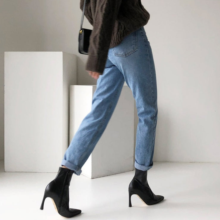 Vintage Streetwear Women Blue Jeans