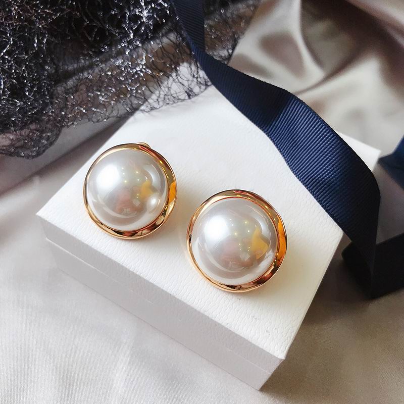 Big Round Simulated Pearl Stud Earrings For Women Etrendy New Classic Elegant Fashion Jewelry Wholesale