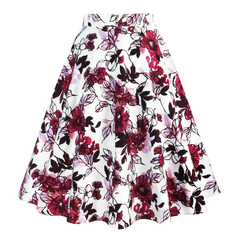 A Line Vintage Floral Skirt