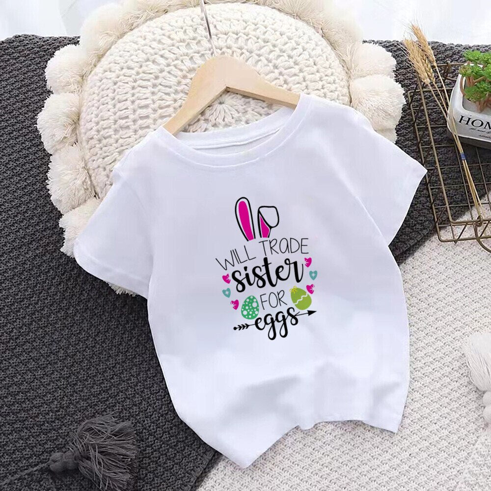 Will Trade Sister/Brother for Egg Kid Easter T-shirt Bunny