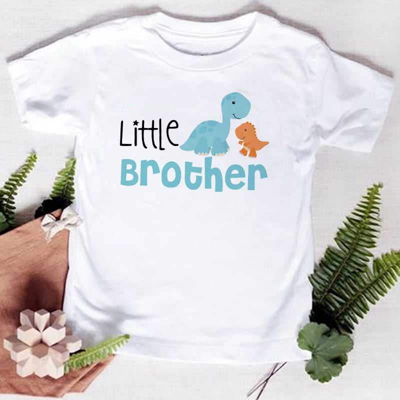 Big Sister Little Brother Kids Dinosaur T-shirt