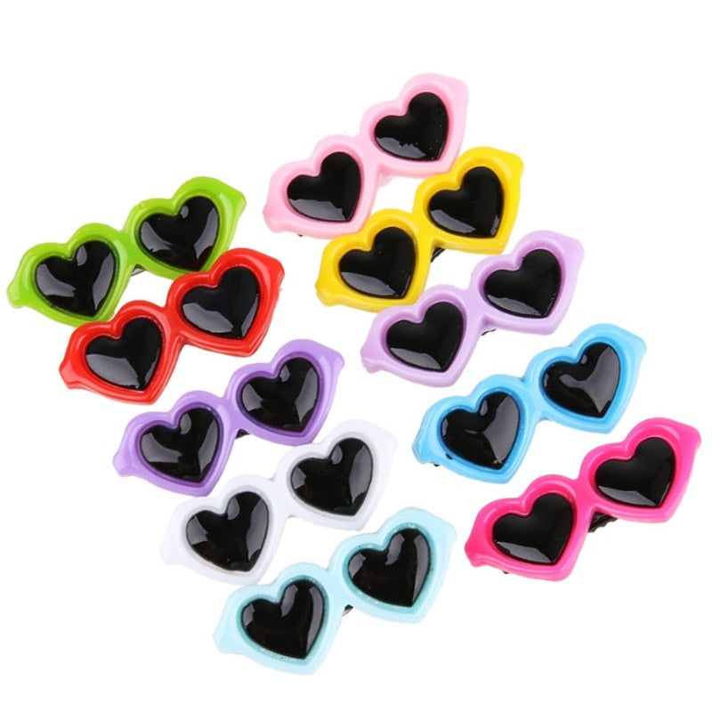 Pet Lovely Heart Sunglasses Hairpins Pet Dog Bows Hair Clips for Pets