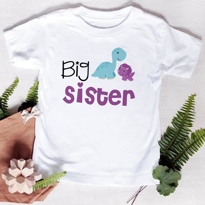 Big Sister Little Brother Kids Dinosaur T-shirt