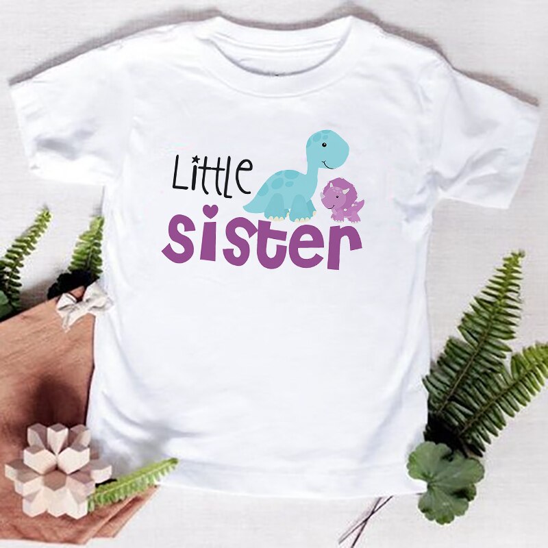 Big Sister Little Brother Kids Dinosaur T-shirt