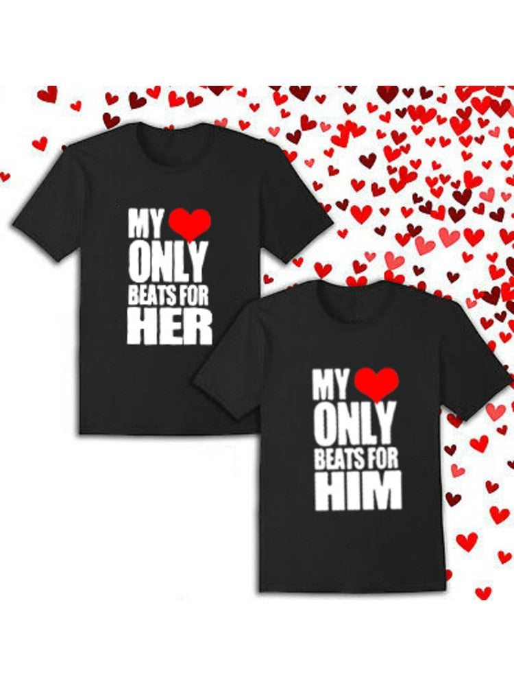 My Heart Only Beats for Him/Her Matching Couple Shirts