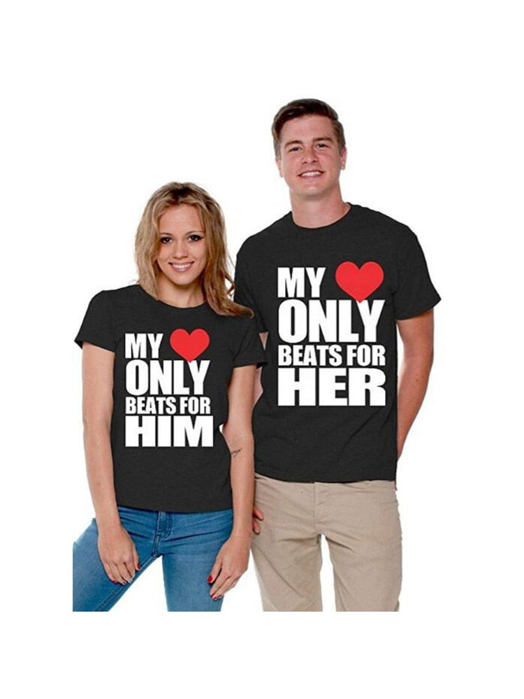 My Heart Only Beats for Him/Her Matching Couple Shirts