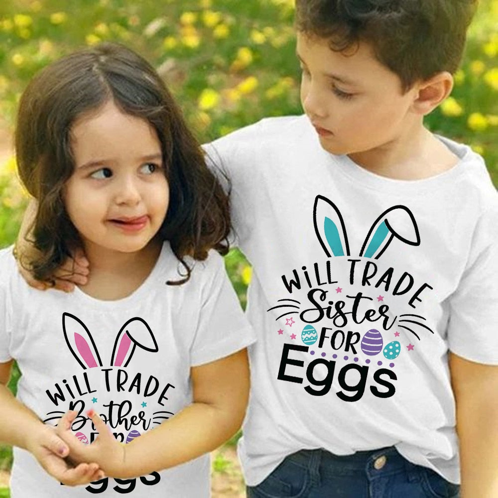Will Trade Sister/Brother for Egg Kid Easter T-shirt Bunny