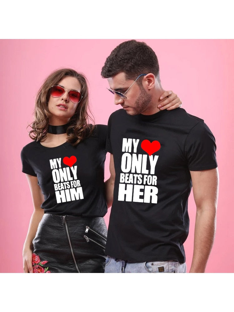 My Heart Only Beats for Him/Her Matching Couple Shirts