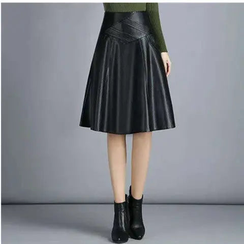 High Waist Leather Sheepskin Elegant Skirt