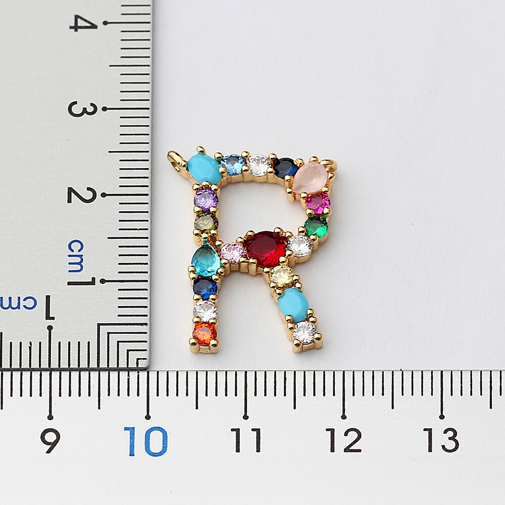 Rainbow CZ Initials Necklace