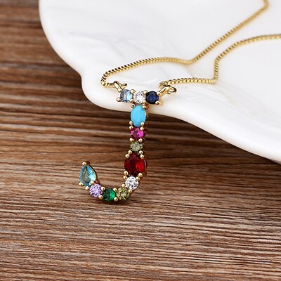 Rainbow CZ Initials Necklace