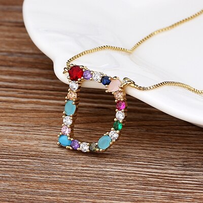 Rainbow CZ Initials Necklace
