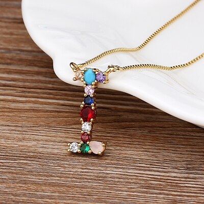 Rainbow CZ Initials Necklace
