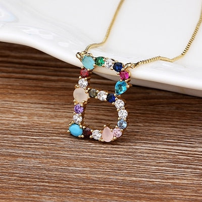 Rainbow CZ Initials Necklace