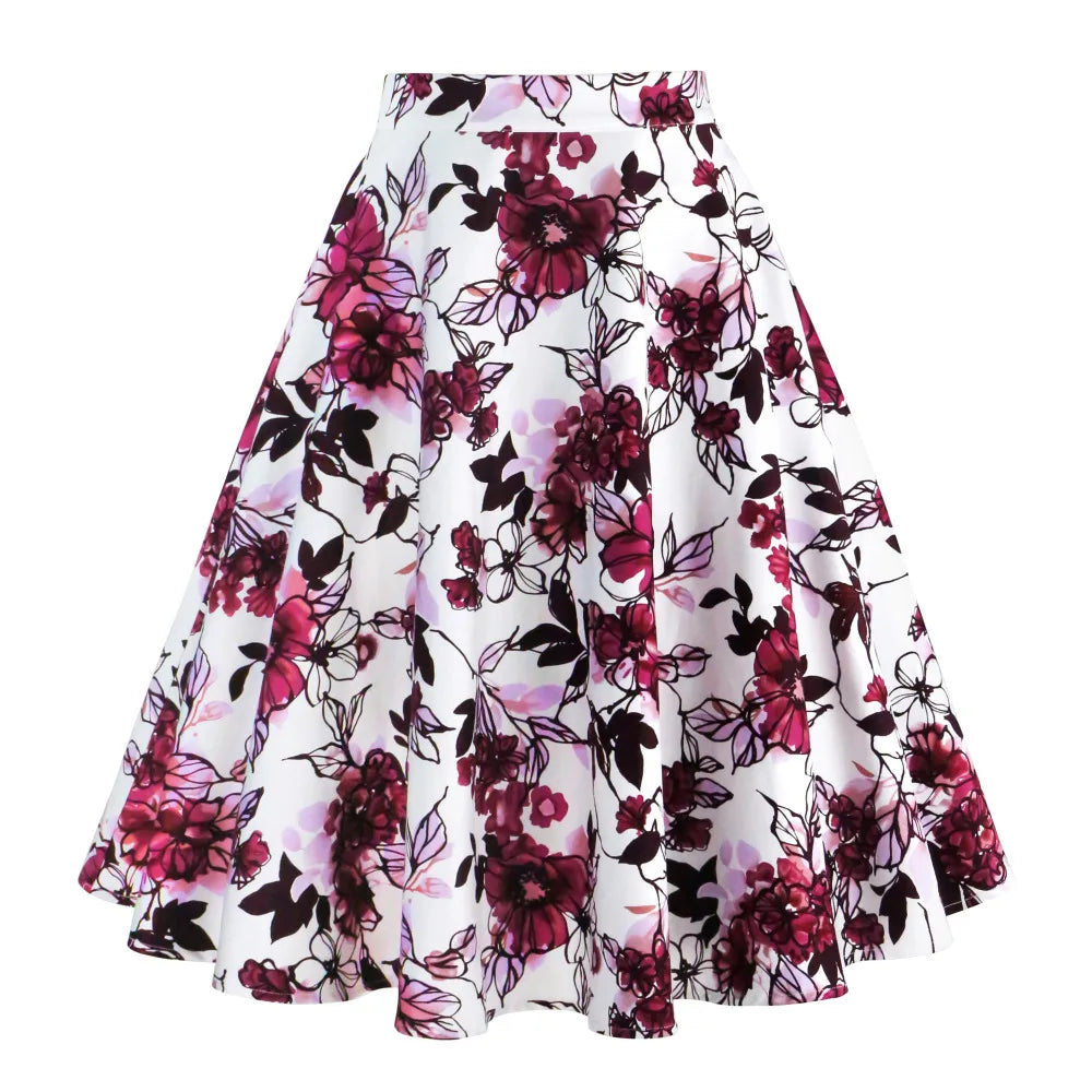 A Line Vintage Floral Skirt