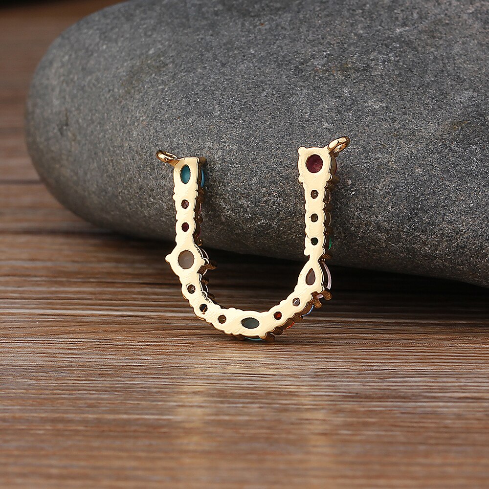 Rainbow CZ Initials Necklace