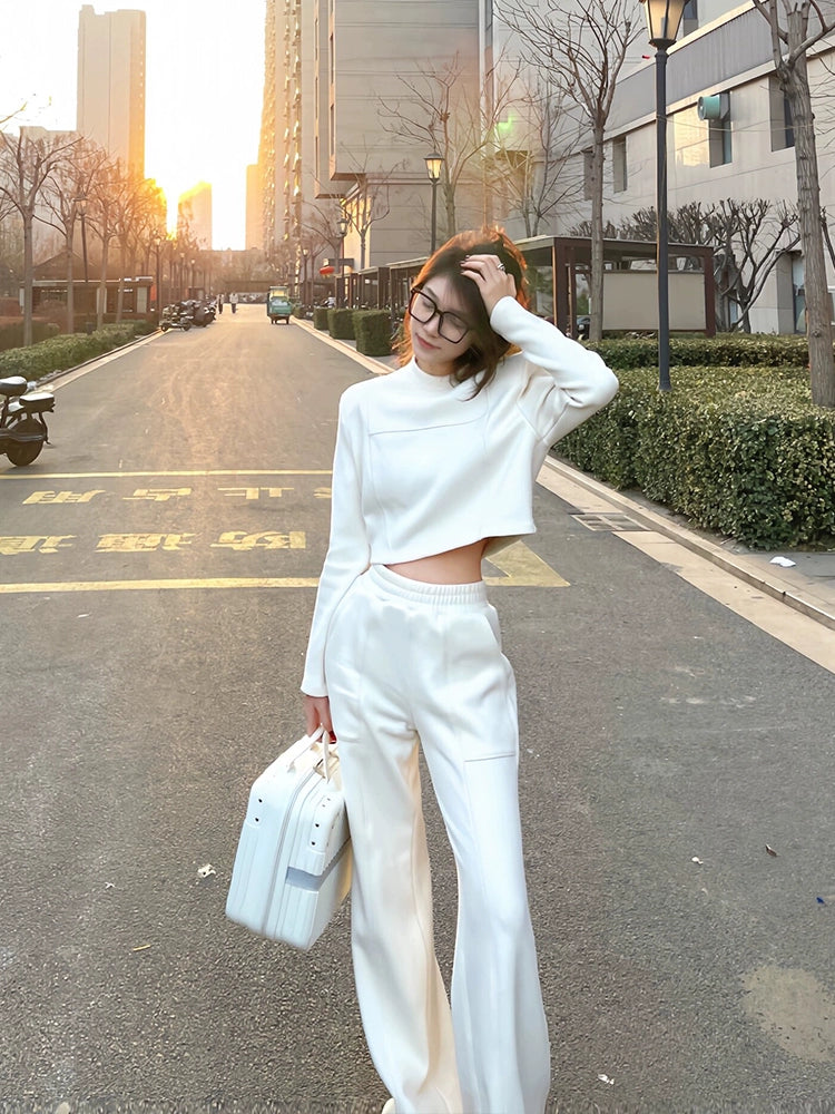 High All-Matching Short Sweatshirt Loose Pants Sports Suit