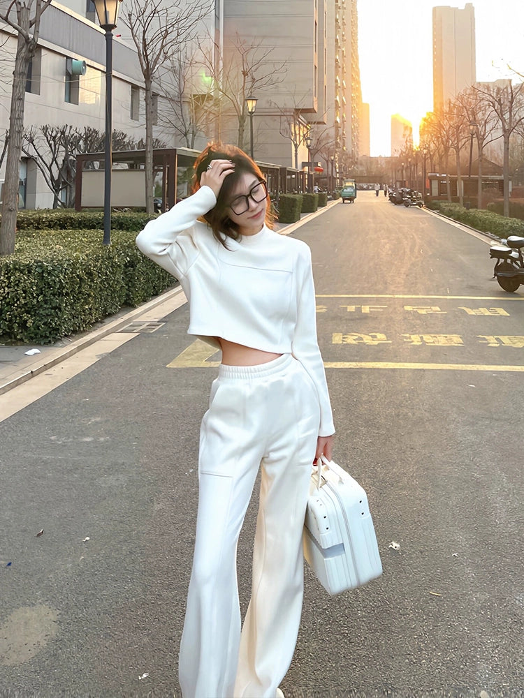 High All-Matching Short Sweatshirt Loose Pants Sports Suit