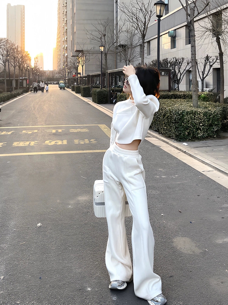High All-Matching Short Sweatshirt Loose Pants Sports Suit