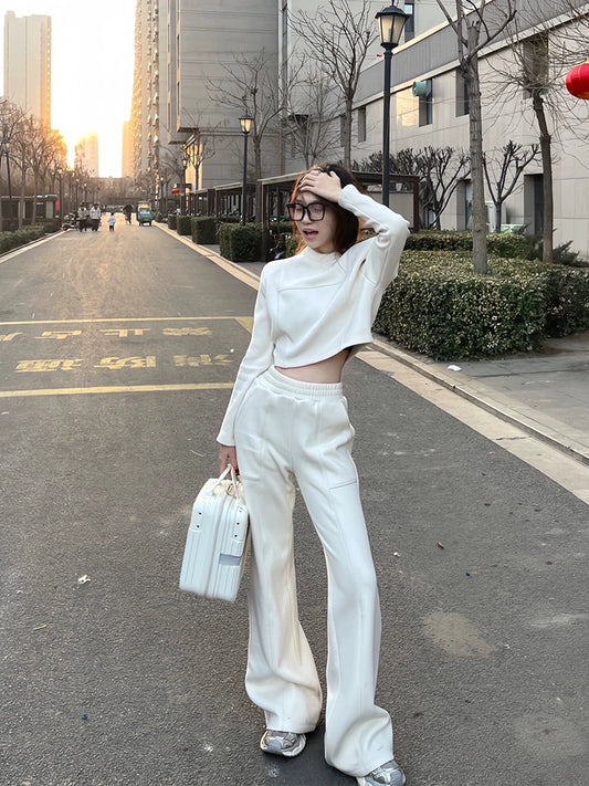High All-Matching Short Sweatshirt Loose Pants Sports Suit