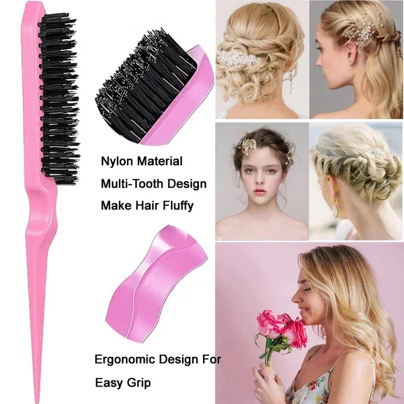 9pcs Hair Accessories Set Braider Satin Bonnet Rat Tail Nylon Bristle Brush Double-side Edge Comb Curly DIY Hair Styling Tools