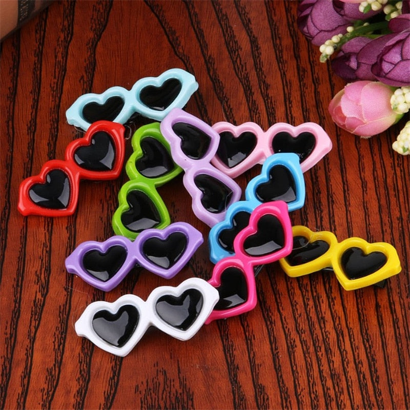 Pet Lovely Heart Sunglasses Hairpins Pet Dog Bows Hair Clips for Pets