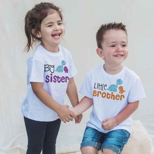 Big Sister Little Brother Kids Dinosaur T-shirt
