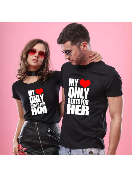 My Heart Only Beats for Him/Her Matching Couple Shirts